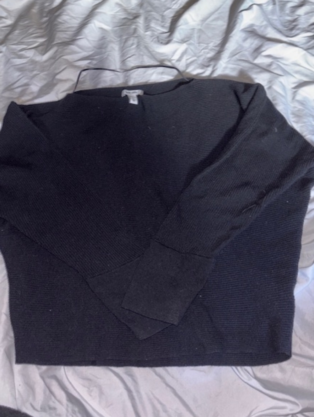 Nine West Black Ribbed Crewneck Sweater Top